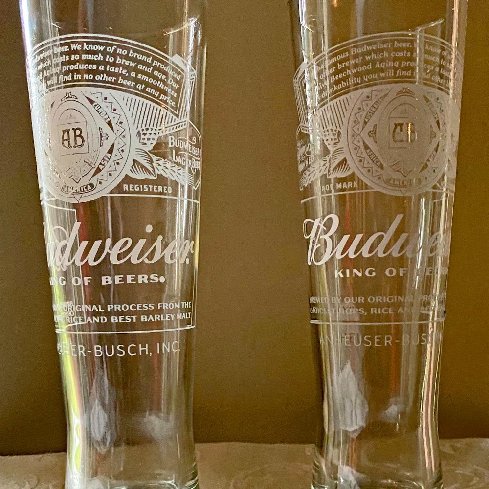 Two Tall Budweiser Pint glasses